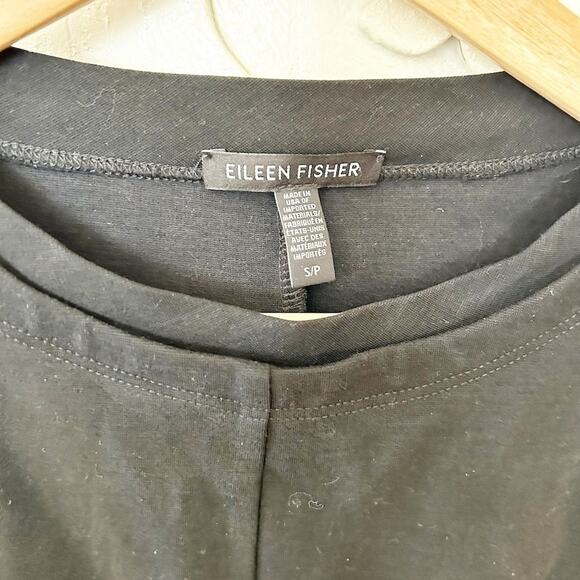 Eileen Fisher Black Stretch Jersey Crew Neck Long Sleeve Crop Sweatshirt Size S - Picture 3 of 7